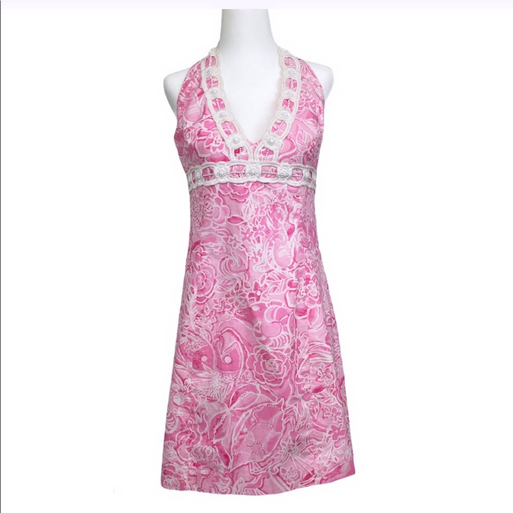 Lilly Pulitzer Pink Cancer Awareness Halter Dress